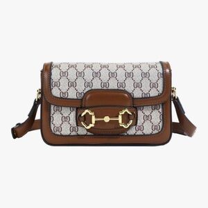 Brown and Cream Designer Inspired Shoulder Bag